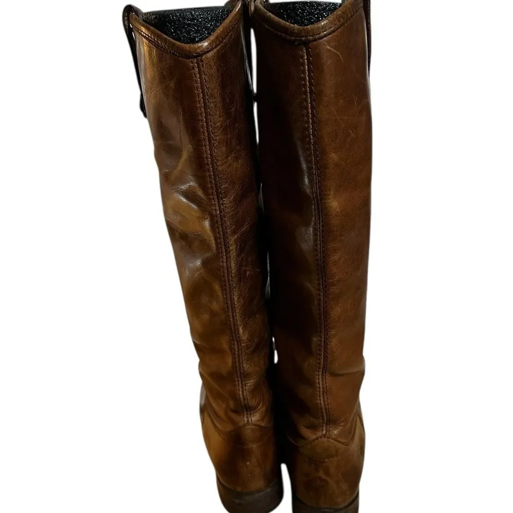 Frye Melissa Button Riding Boots Cognac Brown Tall Leather Women’s 6